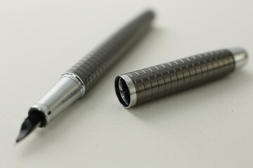 Beautiful fountain pen on white background