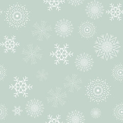 Abstract Holiday New Year and Merry Christmas Seamless Pattern Snowflakes Background. Vector Illustration