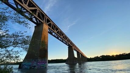 bridge over the river at sunset in Saskatoon 