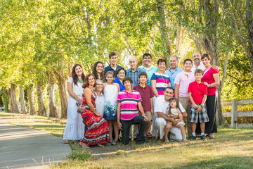 Extended family posing together outdoors