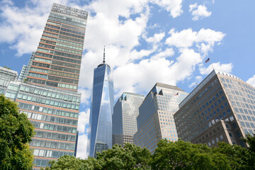 New York, NY, USA - JUNE 21, 2019: Rockefeller Park in Lower Manhattan