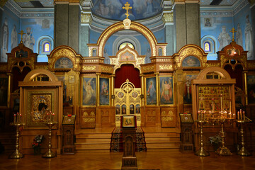 New York, NY, USA - JUNE 22, 2019: Saint Nicholas Russian Orthodox Cathedral in Manhattan