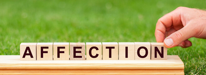 Word affection written with wooden blocks, concept