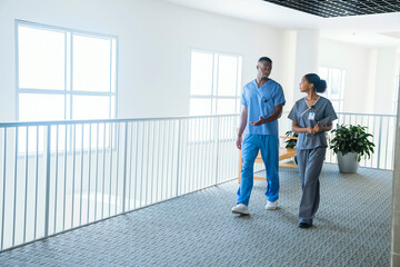 Nurses walking and talking