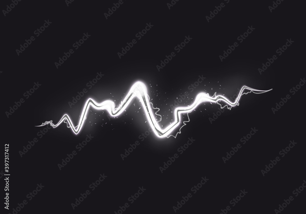Aufkleber vector illustration of abstract white lightning on black background. blitz lightning thunder light s