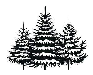 Obraz premium Black Spruce Trees with Snow. Winter illustration. Vector background.