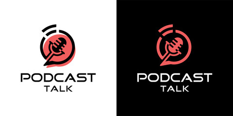 Podcast talk sign logo icon design inspiration template