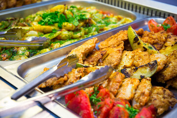 Served tasty meal in restaurant close up view.