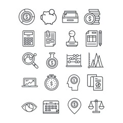 Budget, accounting icons set. Line vector illustration.
