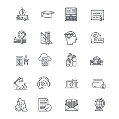 Education, school, online learning concept icon set. Vector illustration.