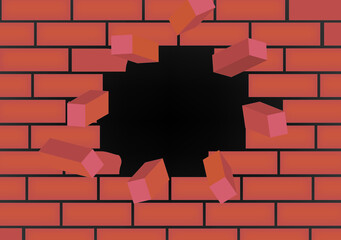Broken brick wall. vector illustration