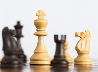 Scacchi fotografati su una scacchiera