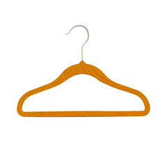 Flat vector cartoon illustration of a wooden hanger isolated on a white background.