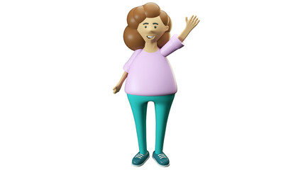 3d character girl smiling. Isolated on white background.