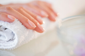 Close up of hands of Hispanic woman
