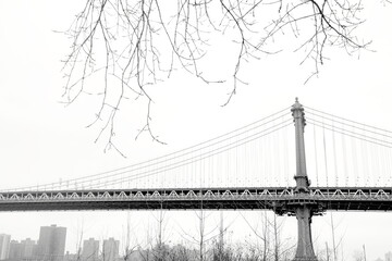 NYC Bridge in the White Winter