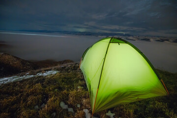 Camping at 3200 m. Above the clouds