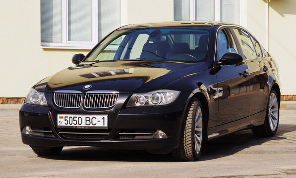 Belarus, Minsk - August 04, 2019:BMW 3 series E90 330i,  front view.