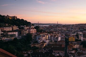 Fototapeta na wymiar Lisbon downtown at sunset, Portugal