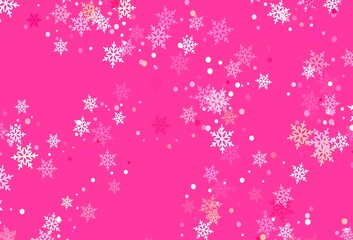 Light Red vector texture with colored snowflakes.