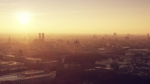 Panoramic view of Munich during sunset