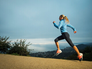 Woman running in mountains