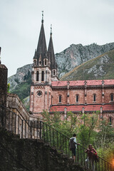 Fototapeta na wymiar Basilica of Santa Maria la Real de Covadonga, Asturias, Spain, Europe. Beautiful church of touristic travel destination