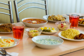 Served tasty meal in restaurant close up view.