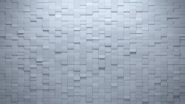 Futuristic, High Tech, light background, with a rectangular block structure. Wall texture with a 3D rectangle tile pattern. 3D render