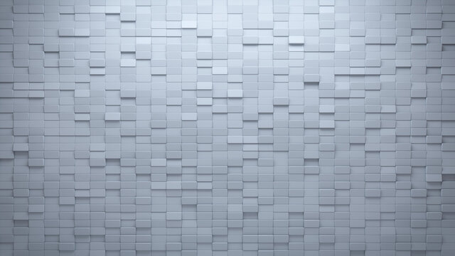 Futuristic, High Tech, light background, with a rectangular block structure. Wall texture with a 3D rectangle tile pattern. 3D render