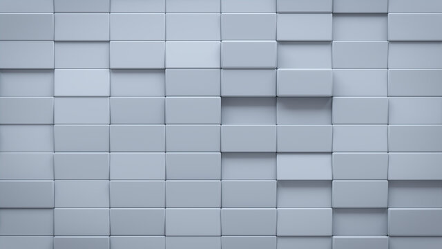 Futuristic, High Tech, light background, with a rectangular block structure. Wall texture with a 3D rectangle tile pattern. 3D render