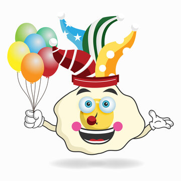 The Egg mascot character becomes a clown. vector illustration