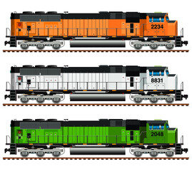 Vector artwork of a diesel freight train locomotive.