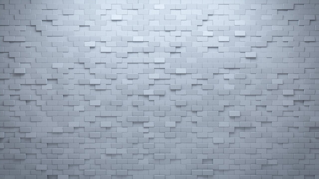 Futuristic, High Tech, light background, with a offset rectangular block structure. Wall texture with a 3D rectangle tile pattern. 3D render