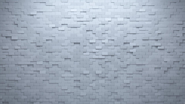 Futuristic, High Tech, light background, with a offset rectangular block structure. Wall texture with a 3D rectangle tile pattern. 3D render