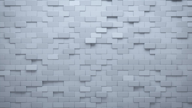 Futuristic, High Tech, light background, with a offset rectangular block structure. Wall texture with a 3D rectangle tile pattern. 3D render