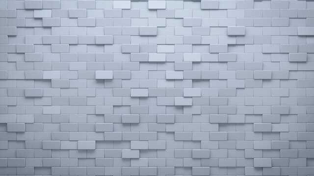 Futuristic, High Tech, light background, with a offset rectangular block structure. Wall texture with a 3D rectangle tile pattern. 3D render