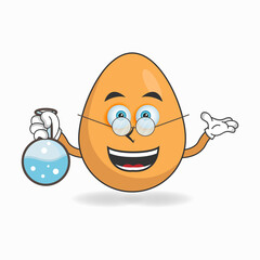The Egg mascot character becomes a scientist. vector illustration