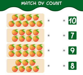 Match by count of cartoon oranges. Match and count game. Educational game for pre shool years kids and toddlers