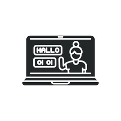Online language tutoring glyph icon. Virtual learning of foreign languages. Distance education training with personal tutor course. Vector illustration design on white background EPS 10