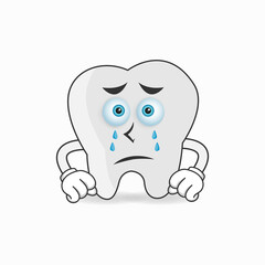 Tooth mascot character with sad expression. vector illustration