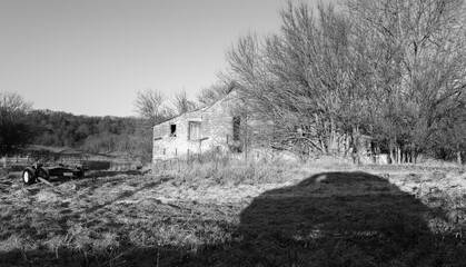 Old abandoned stone farm building