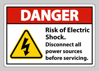 Danger Risk of electric shock Symbol Sign Isolate on White Background