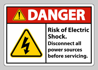 Danger Risk of electric shock Symbol Sign Isolate on White Background