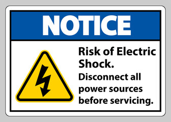 Notice Risk of electric shock Symbol Sign Isolate on White Background