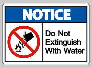Notice Do Not Extinguish With Water Symbol Sign On White Background