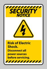 Security notice Risk of electric shock Symbol Sign Isolate on White Background