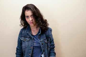 Time to go to the party. She wears a matching denim jacket with a casual blue dress at a party. The girl and the blue jeans. 