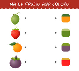 Match cartoon fruits and colors. Matching game. Educational game for pre shool years kids and toddlers