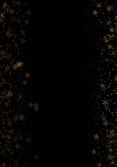 Black background with luxery golden stars. Golden frame. Good for logo or invitation.